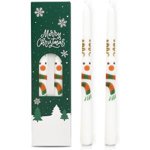 2 Pack Christmas Taper Candles, 10 Inch Unscented Candlesticks with Reindeer Design for Table Centerpiece, Fireplace Mantel, Advent Wreath, Winter Wedding and Festive Home Decor