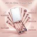 BS-MALL Makeup Brushes Foundation Powder Concealers Eye Shadows Makeup Set with LED light Mirror 14 Pcs Mini Makeup Brushes (APINK)