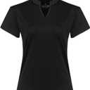 Women Golf Tennis Shirts,Athletic Women T-Shirts V-Neck Tops Short Sleeve Collarless Shirts (XL)