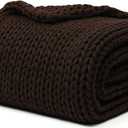 YnM Cotton Weighted Blanket, Handmade Chunky Knitted Design, Soft and Cozy, Temperature Regulating and Breathable, Machine Washable Throw for Sleep or Home Decor (Chocolate Brown, 48x72 Inch, 20lbs)