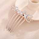 Aimimier Dainty Crystal Flower Hair Comb Sparkly Rhinestone Inlaid Hair Piece Long Teeth Side Combs Wedding Hair Accessories for Women (Clear)