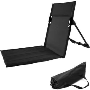 Ultra-Light Folding Camping Chair with Backrest, Outdoors Relaxing Floor Seat for Swimming Pool Beach Lawn Picnic Road Trips (Black)