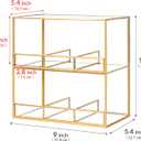 REDHUGO Glass Tea Bag Organizer for Counter, 2-Tier Teabag Organizer Storage Holder for Tea Bags, Glass Caddy Box Containers, Rack Teabag Station Stand for Cabinet Kitchen, 2-Tier, Gold