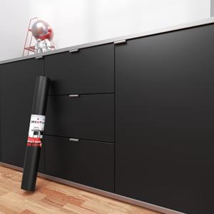 Decotalk Large Wallpaper Self Adhesive 30"x120" Black Peel and Stick Wallpaper Removable Wall Paper for Bedroom Matte Black Contact Paper for Cabinets Waterproof Contact Paper for Shelf Thick Vinyl