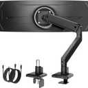 monTEK Single Monitor Arm with USB for Max 45 Inch Ultrawide Screens Adjustable Monitor Desk Mount Holds 35 Lbs Cable Management with C Clamp/Grommet Desk Mount, VESA 75/100mm, MA1007UCBK