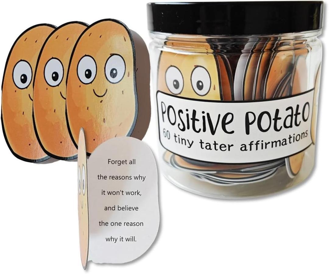 Positive Potato Jar Emotional Support Affirmation Cards 60PCS Funny Gifts Accessories Kind Notes Dietitian Gift Women Motivational Thoughtfulls Pickles Affirmation Words Bottle Just Because Messages