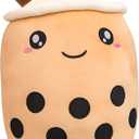Cute Stuffed Boba Plush Bubble Tea Plushie Pillow Milk Tea Cup Pillow Food Plushie, Soft Kawaii Hugging Plush Toys Gifts for Kids(Brown, 19.6 inch)