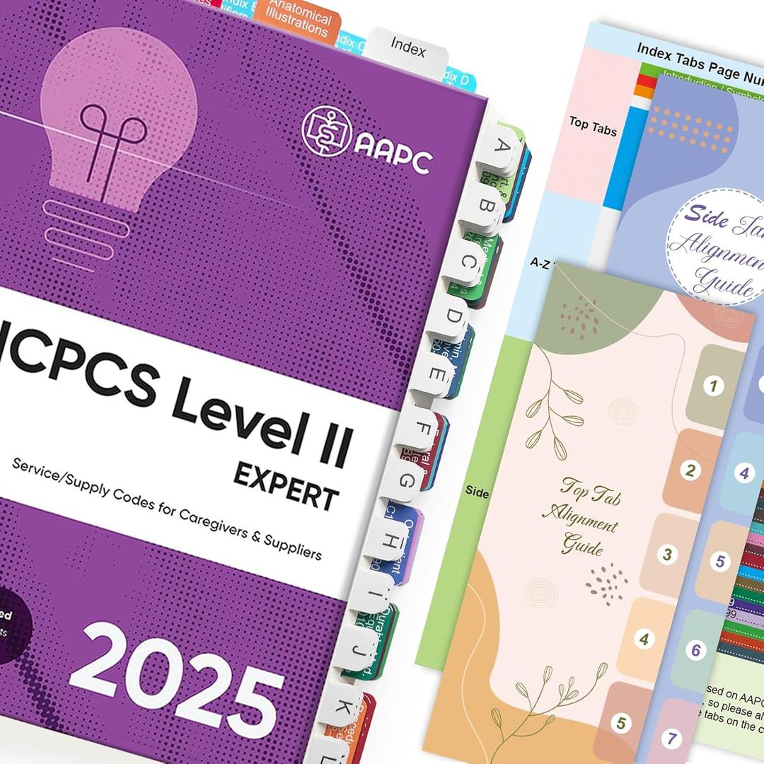 Index Tabs for AAPC Version HCPCS Level II 2025, Upgraded Complete Book Tabs Set (Book not Included), Color-Coded Tabs for Every Chapter with Code Ranges, Laminated & Waterproof & Repositionable