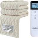 Heated Blanket Electric Blanket 50"x60", Soft Taffeta Sherpa Electric Throw with 5 Heating Level & 1-12 Hour Auto Off, Heated Throw with Overheating Protection, Machine Washable (Beige)