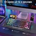 Redragon Wireless Mechanical Gaming Keyboard - Gasket-Mounted RGB Backlit, Custom Keys, 3-Mode(Bluetooth/2.4G/USB), Hot-Swap Pre-Lubed Switches, Screen & Control Knob - Cyber Mecha Style, Plasma Arc