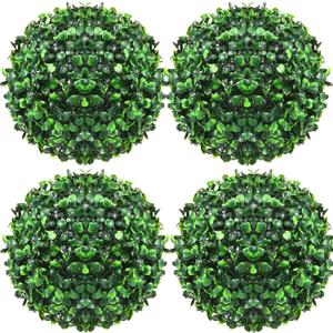 Hotop 4 Pcs 7 Inch Artificial Plant Topiary Ball 4 Layers Garden Spheres Boxwood Balls Artificial Topiaries Spheres Decorative Plants for Backyard, Balcony, Garden, Indoor Outdoor Decor(Green)