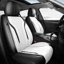 Leather Car Seat Covers Full Set, Breathable Faux Leather Seat Covers for Cars SUV Sedan Waterproof Black/white