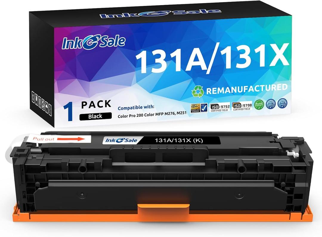 INK E-SALE 1PK Remanufactured Toner Cartridge Replacement for HP 131A 131X CF210A CF210X Toner Black High Yield BK Ink for HP LaserJet Pro 200 M251n M251nw M251 MFP M276nw M276n M276 Color Printer