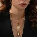 iF YOU Vintage Gold Layered Necklaces for Women Trendy, Chunky Cuban Link Paperclip Chains Necklace Stack, Coin Pendant Necklace Set Jewelry Gifts