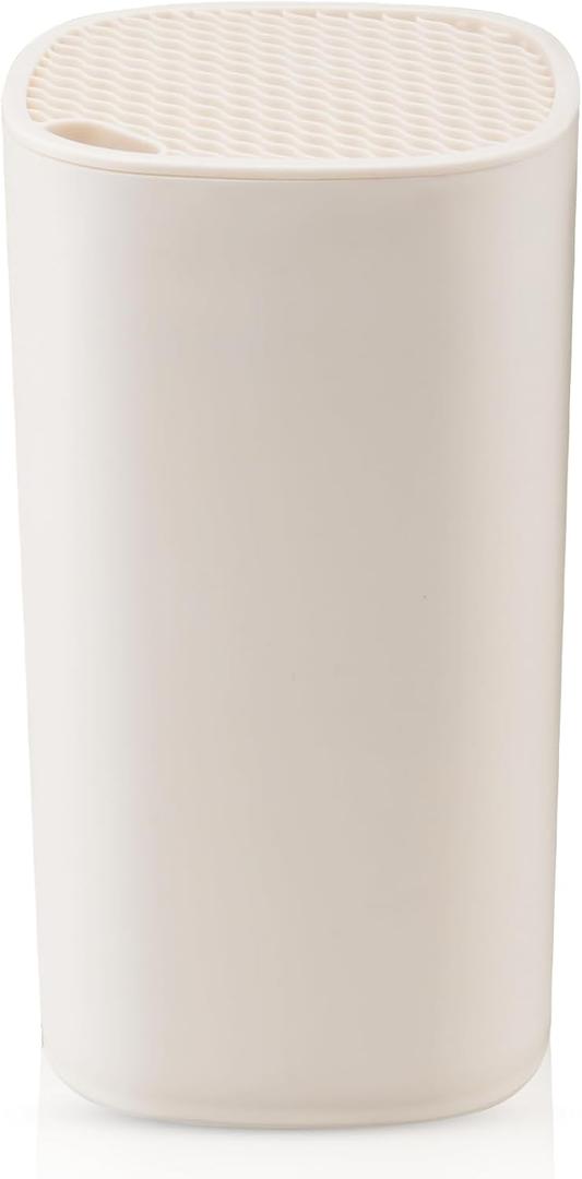 Universal Knife Block Holder for Kitchen, WELLSTAR Knife Stand without Knives, Safe Space Saver Large Volume Stable Knife Storage with Scissors Slot, Detachable for Easy Cleaning  Off-White (Medium-Ivory White)