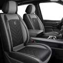 DISUTOGO Seat Covers Fit for Dodge RAM 1500 2500 3500 2012-2024 2025 2026 Full Set with Waterproof Leather Automotive Vehicle Cushion Cover for Cars Truck5 Seats/Curved Bench/Black&Grey