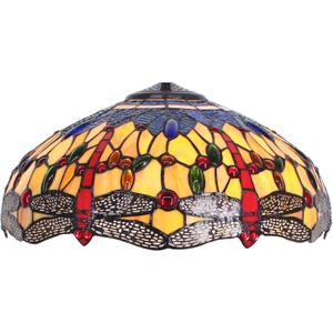 Large Tiffany Lamp Shade Replacement Only 16Inch Stained Glass Lampshade Fit For Table Lamps FLoor Lamp Ceiling Fixture Pendant Hanging Light Home Office Decoration (Yellow Dragonfly)