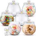 Nuogo 6 Pcs Plastic Candy and Cookie Jar with Lids Decorative Apothecary Jars Candy Buffet Containers Clear Airtight Food Storage Canister Home Decoration(30 oz,Stylish)