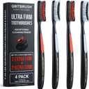GRITBRUSH Firm Toothbrushes for Adults Hard & Extra Hard Bristles, Dual Stiffness Manual Toothbrush Set, Deep Cleaning, 4 Pack