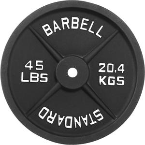 Fitvids 1 Inch Standard Barbell Weight Plates, 45 LB Plates for Home Gym Strength Training, Deep Grip Edge