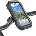 KDD Waterproof Bike Phone Holder - 360 Rotation Motorcycle Phone Mount, Fully Enclosed Touch Sensitive Design, Bicycle Phone Clamp Compatible with iPhone 16 Pro Max/15/14/13/12,4-6.7 Phones (Large)