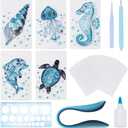 WEBEEDY Paper Quilling Kit 20 Sets DIY Sea Animals Paper Quilling Kit with Paper Quilling Strips Supplies Ocean Greeting Card Making Kits for Beginners DIY Handmade Crafts Home Room Wall Decor Gift