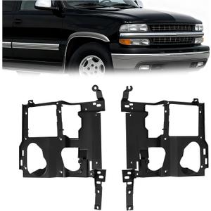 Pair Headlight Bracket Compatible with 1999-2007 Chevy Chevrolet/Silverado GMC Sierra 1500 1500HD 2500 2500HD 3500 Suburban 1500 2500 Tahoe GMC Yukon/Yukon XL Plastic(PP) Black LH&RH