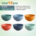 HEYCOME 12 Pcs Unbreakable Cereal Bowls Set, 26 Oz Wheat Straw Bowls Set, Microwave & Dishwasher Safe Rice Bowls for Kitchen, Reusable Plastic Bowls for Soup, Salad and Snack, BPA Free, Multicolor