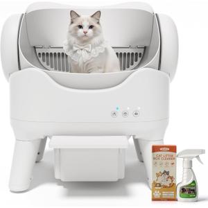 RPZ Automatic Self-Cleaning Cat Litter Box for Large Cats & Multi-Cat Homes, Smart Electric Auto Cleaning Litter Box with Litter Mat & 2 Cleaning Solutions, Ideal for Busy Homes & Apartments