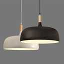 E26/27 Modern Pendant Light Industrial Art Deco Ceiling Lighting Light Fixture Simple Nordic Style Hanging Lamp Shade 1 Light Fixtures for Dining Room Kitchen Island Hallway Shop (Wooden, Black)
