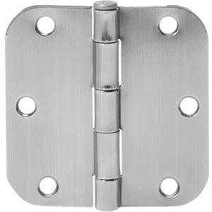 Amazon Basics Rounded Interior Door Hinges with Screws, 3.5" x 3.5", Satin Nickel, Curved Corners, 18-Pack