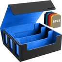 SANZIE Card Deck Box for MTG Commander Deck Box with 8 Dividers fits 1800+ Single Sleeved Trading Cards TCG Box for Magic Game Cards (Black&Blue) (Large)