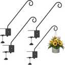 Deck Hook Rail Set of 4, 17 Inch Heavy Duty Deck Hook, 360 Degree Swivel Plant Hanger, Solid Metal Deck Hangers for Hanging Bird Feeders, Wind Chimes, Lanterns and Flower Pots, Black