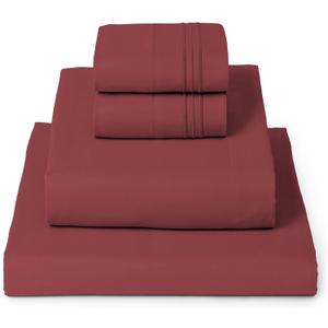 Mellanni King Sheets Set - 4 PC Iconic Collection Bedding - Hotel Luxury, Extra Soft, Cooling Bed Sheets - Wrinkle, Fade, Stain Resistant (King, Brick Red)