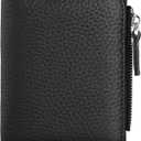Small Wallet Women Soft Leather RFID Blocking Card Holder with Zipper Pocket Bifold wallet,Black