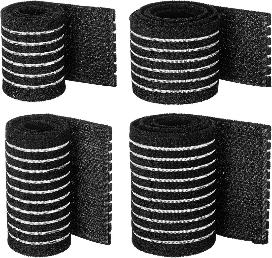 Geiserailie Ice Pack Strap Stretchable, 4 Size Elastic Reusable Ice Belt Extender, Adjustable Hook and Loop Extension Straps Add Length to Most Hot Cold Therapy(4 Pcs,Black)
