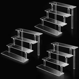 Acrylic Risers for Display, Perfume Organizer Display, 9 Acrylic Shelf Risers for Perfume Cologne Organizer Makeup Nail Polish, Clear Display Stands 4 Tier Display Stand for Collectibles (3 Pack)