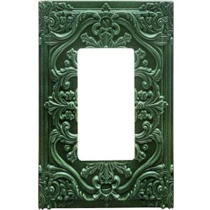 Decorative Outlet Covers Green Flower Elegant 3D Floral Embossed 1 Gang Rocker Light Switch Cover Plate Single Decora Light Switch Covers Wall Plate Faceplate for Bedroom Home Decor