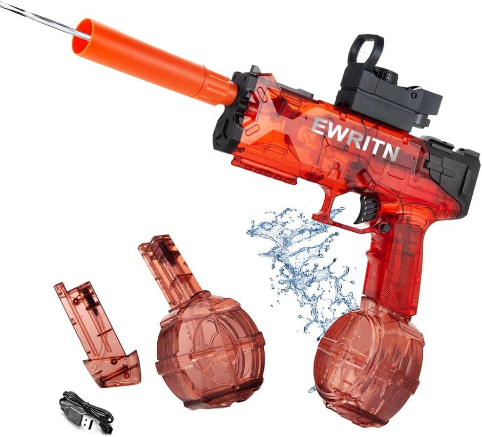 Electric Water Gun for Adults & Kids, Automatic Water Gun for Summer Beach Party Up to 32 FT Range Super One-Button Boys Gift