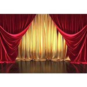 Golden Red Curtain Backdrop Retro Theater Concert Hall Movie Photography Background Interior Theatre Graduation Party Background Wedding Festival Party Backdrops Studio Props 10x8ft