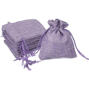 PATIKIL 50Pcs Burlap Bags with Drawstring, 2.7x3.5 Inch Linen Favor Gift Bags Reusable Jewelry Pouch Sacks for Party Christmas Festival, Purple (1 Count (Pack of 50))