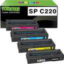 ToBeter Aficio SP C220A Toner Replacement for Ricoh Aficio SP C220 C220A C220DN C220S C221 C221N C221SF C222 C222DN C222SF C240 C240sf Printer Toner Cartridge, 4 Pack KCMY 406046 406047 406048 406044