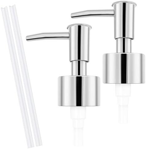 2pack Silver Soap Dispenser Pump Replacement - Soap Pump for Lotion & Regular Glass Bottles - Soap Pump Dispenser Top Replacement for Soap Dispenser Pump（Standard Diameter 28/ 400 Neck Size）
