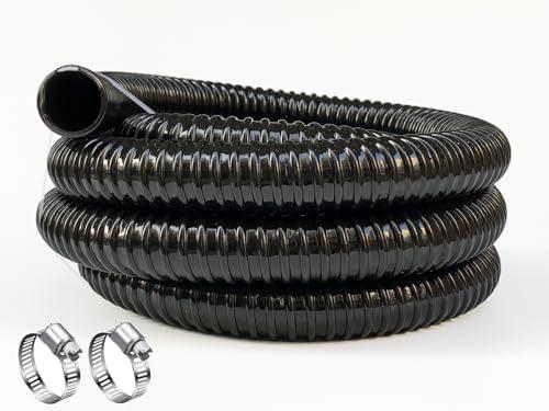 1 1/2 Inch Pond Sump Pump Discharge Hose Corrugated Water Hose Black PVC Tubing 10Ft