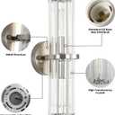 Crystal Wall Sconce Set of 2, Brushed Nickel Luxury Indoor Vanity Wall Lamp, 15.7-Inch Upper and lower illuminated Bathroom Light Fixtures, for Living Room, Bedroom, Bathroom, Hallway, Mirror, E26