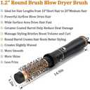 Round Hair Blow Dryer Brush - 1.2 Inch Ceramic Barrel Hair Dryer Brush for Short/Middle Hair, One Step Drying, Volumizing, Straightening and Styling, Negative Ionic Dryer Brush (Black-Golden, 1.2)