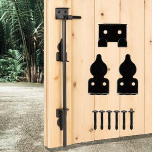 24" Heavy Duty Cane Bolt Gate Drop Rod-Steel Gate Ground Latch Designed for Wood Metal Vinyl Gates or Double Doors Fence Applications
