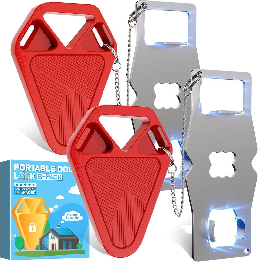 Portable Door Lock Travel Hotel Safety: 2P Hotel Door Locks for Travelers, Apartment Security Locker from Inside Room Bedroom Child Kid Women Travel Gift Traveler Stocking Stuffers Traveling Essential