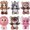 My OLi 7" Plush Toys Set Stuffed Animals Bundle of Forest Animal Toys Lion/Elephant/Zebra/Giraffe/Tiger/Leopard Stuffed Animals Pack of 6 for Babies Kids Girls Boys