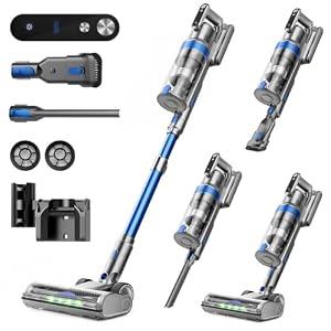 i-Clyner Cordless Vacuum Cleaner, 50KPa 60Mins Self-Standing Stick Vacuum Cordless with Anti-Tangle Brush,Touch Screen,Lightweight & Portable,Vacuum Cleaners for Home,Pet Hair,Carpet, Hard Floor Blue